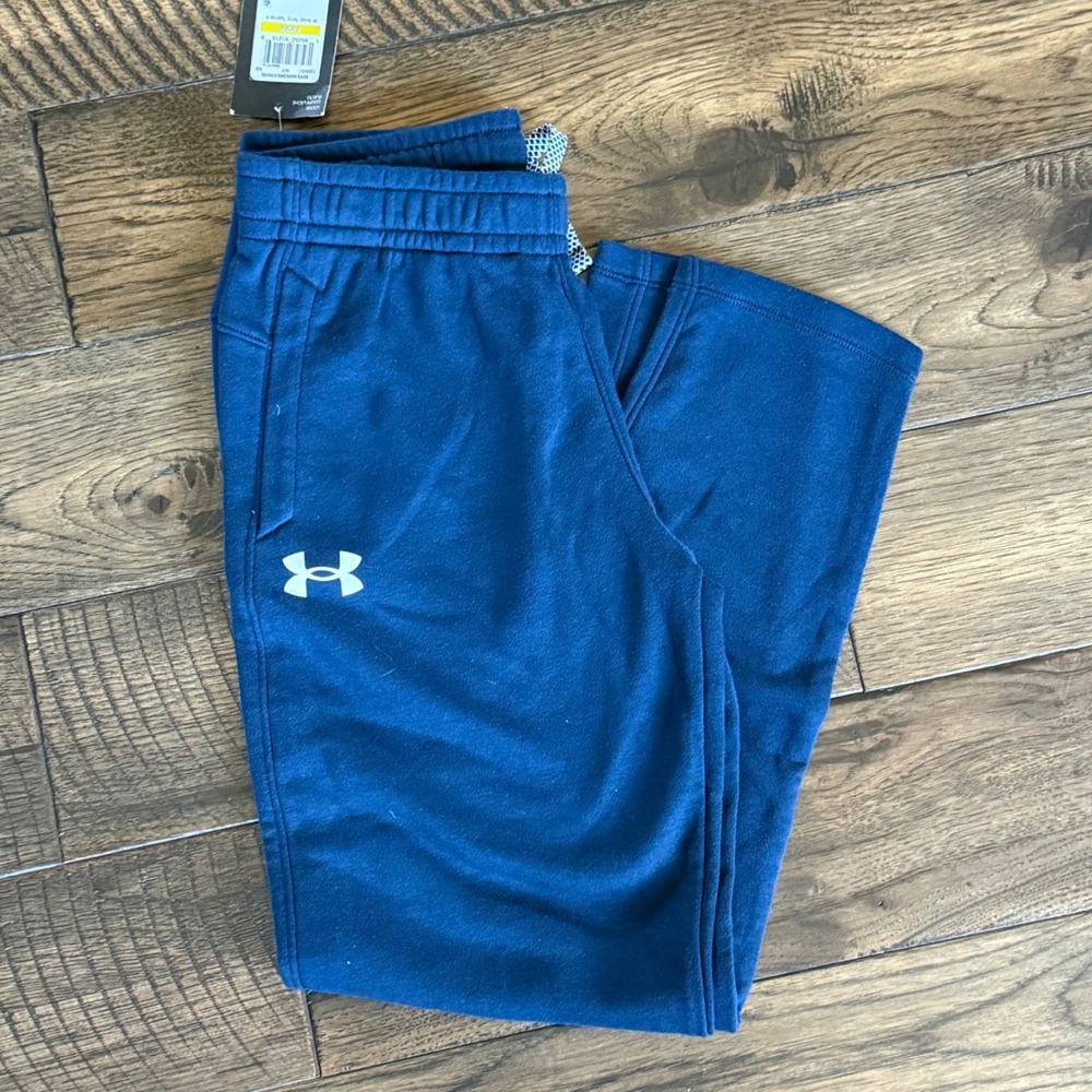 Under‎ Armour NWT Boys Rival Terry Pants Navy Blue Loose Fit Sweatpants YMD Med